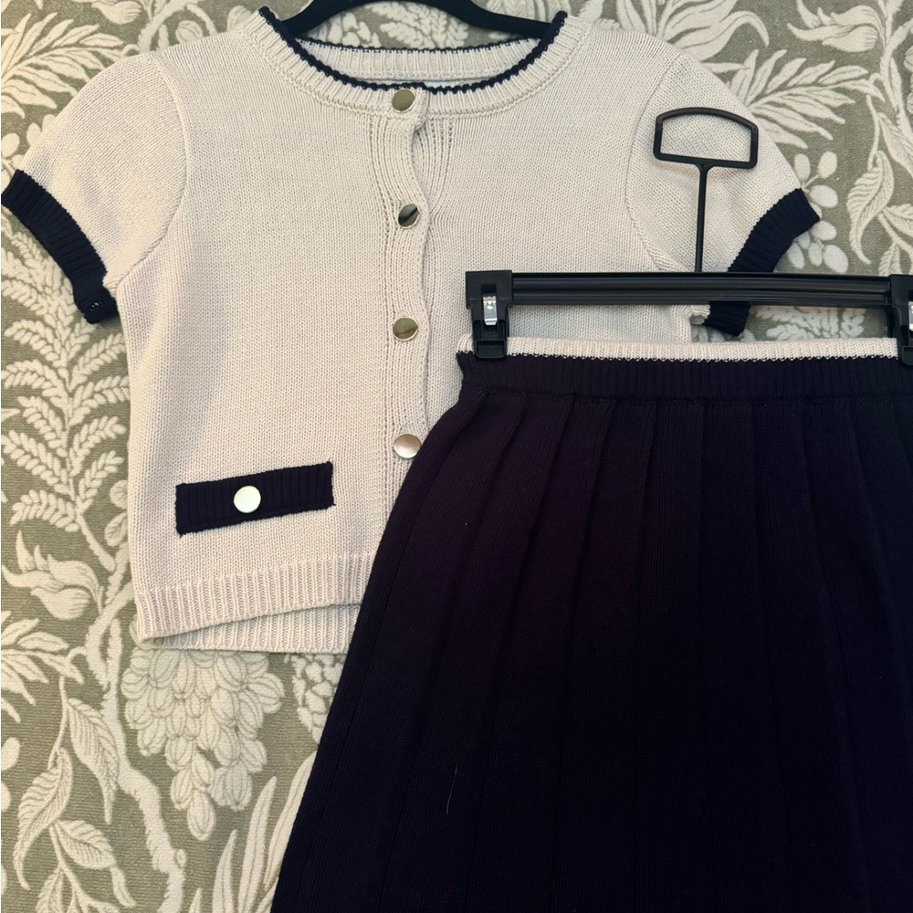 Freshman Cream and Navy Knit Set